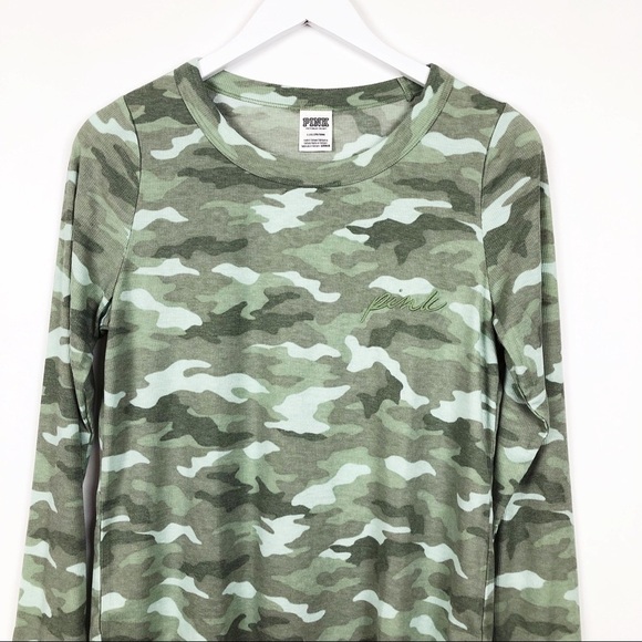 PINK VICTORIA’S SECRET LONG SLEEVE TOP CAMOUFLAGE SIZE LARGE - Picture 4 of 12